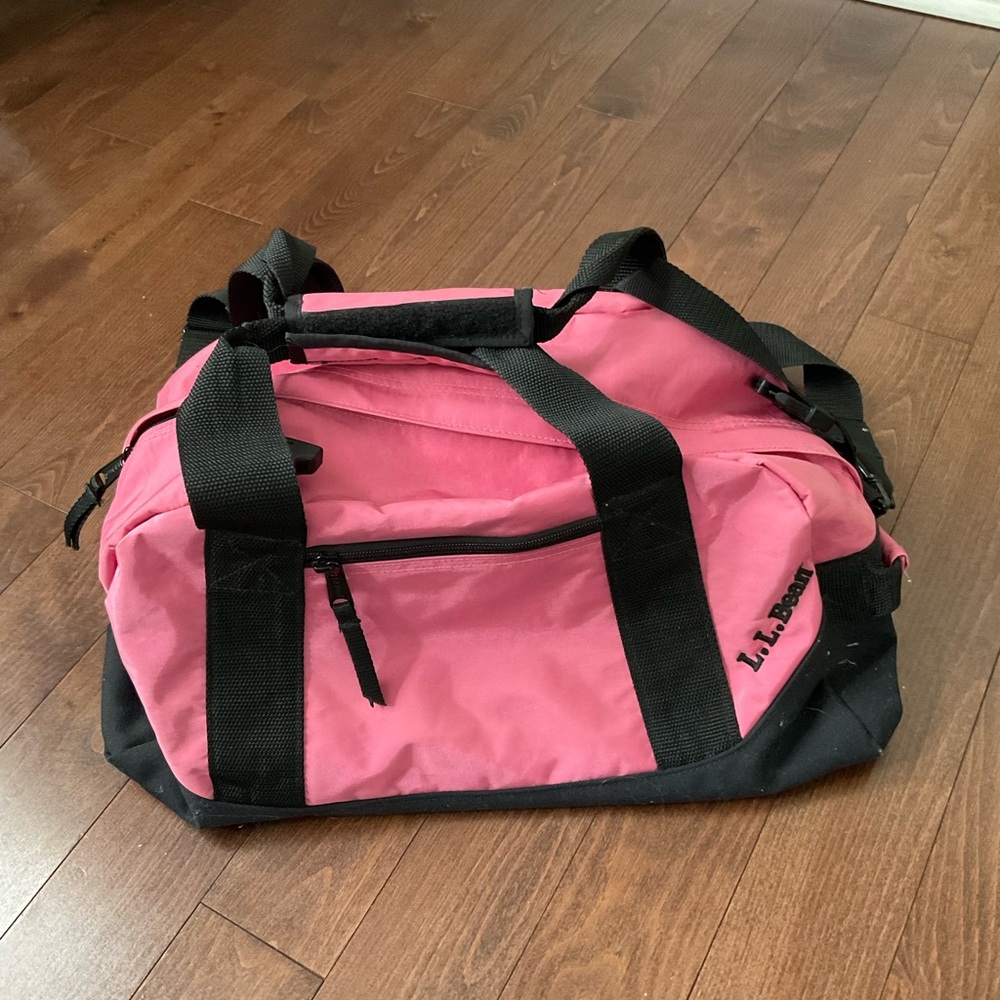 L.L. Bean Pink and Black Duffel Bag